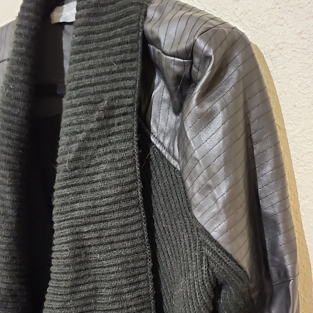 Black Women's Sweater with Leather Accents - Picture 5 of 10